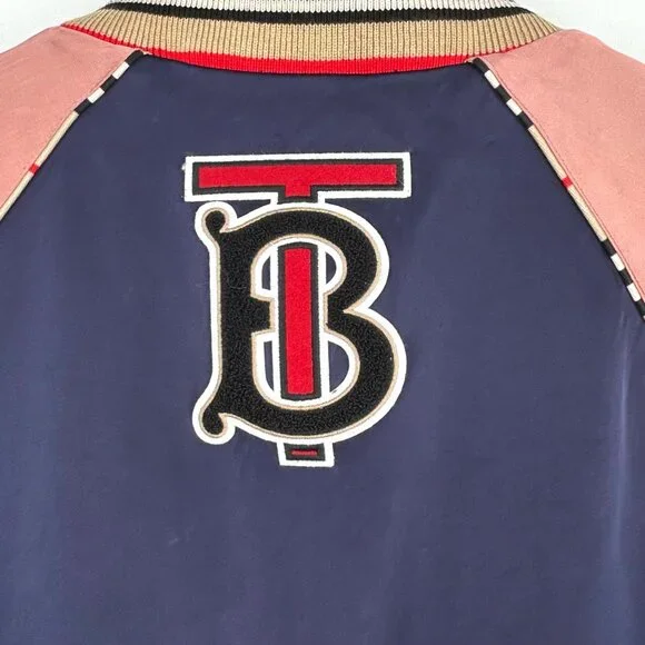 015084 Burberry logo colorblock nylon baseball jacket zip-up jacket size 38 S